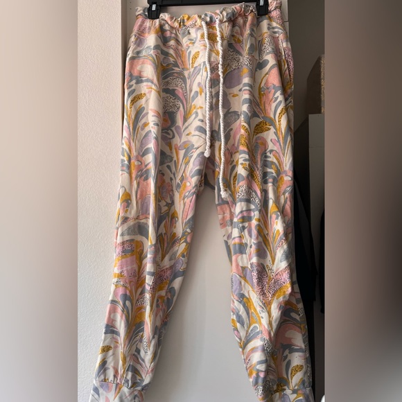 Anthropologie Floral Joggers 1X Saturday Sunday Pastel Colors - Picture 4 of 10